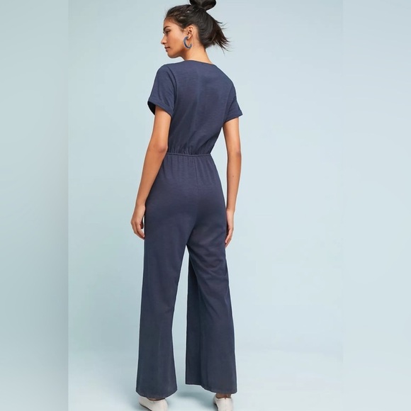 Anthropologie Saturday Sunday Elmira Navy Blue Wide Leg Jumpsuit Size XS - Picture 2 of 9